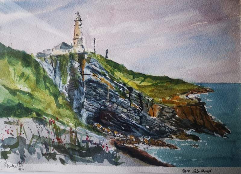 Acuarelas de los faros cántabros por Javier Albendea