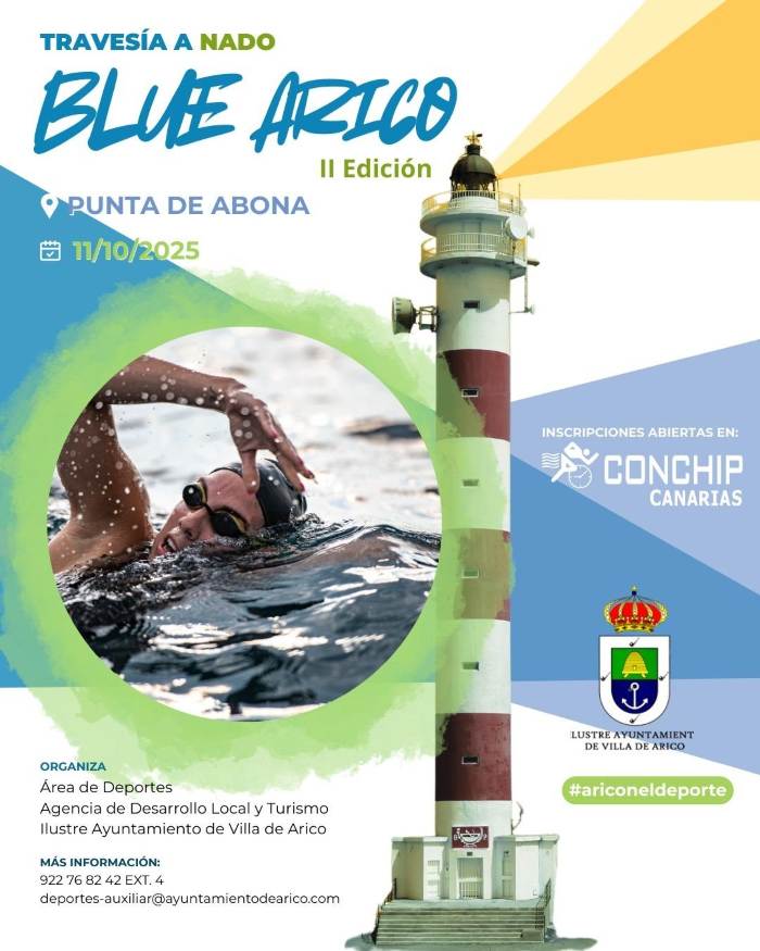 Cartel de la II Travesía a nado Blue Arico