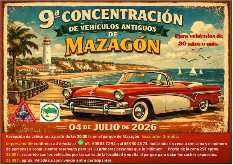 Cartel de la IX concentración nocturna de vehículos clásicos