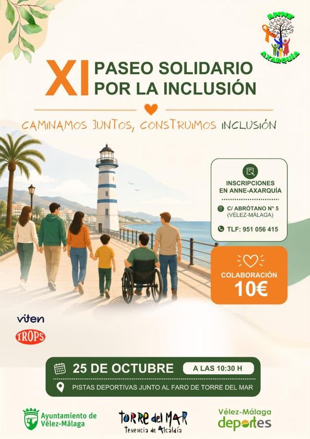 Cartel del «XI Paseo solidario por la Inclusión» en Torre del Mar